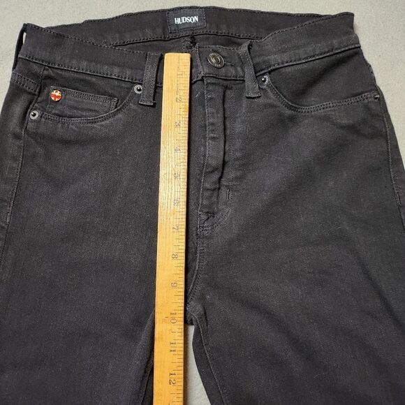 Hudson High Waisted Rise Super Skinny Black Jeans Barbara Stretchy Casual Basic - Picture 12 of 14